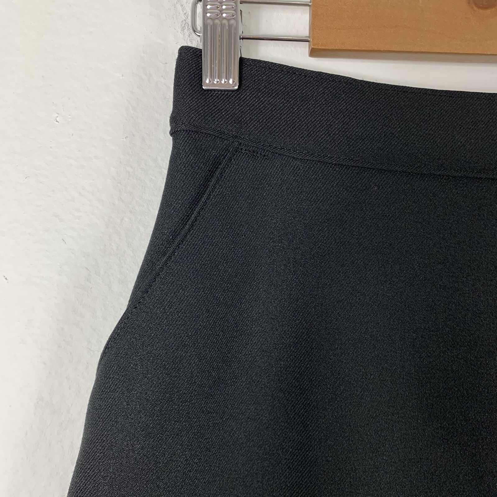 Vintage Skirt 12 High Waisted Knee Length Fitted Black Pockets FLAW JCPenney VTG