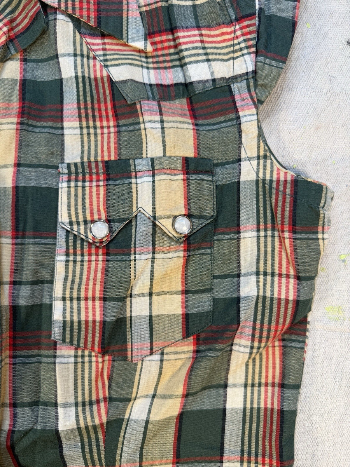 Vintage 1950s Short Horn Levi’s Western Ranch Wear Short Sleeve Plaid Top