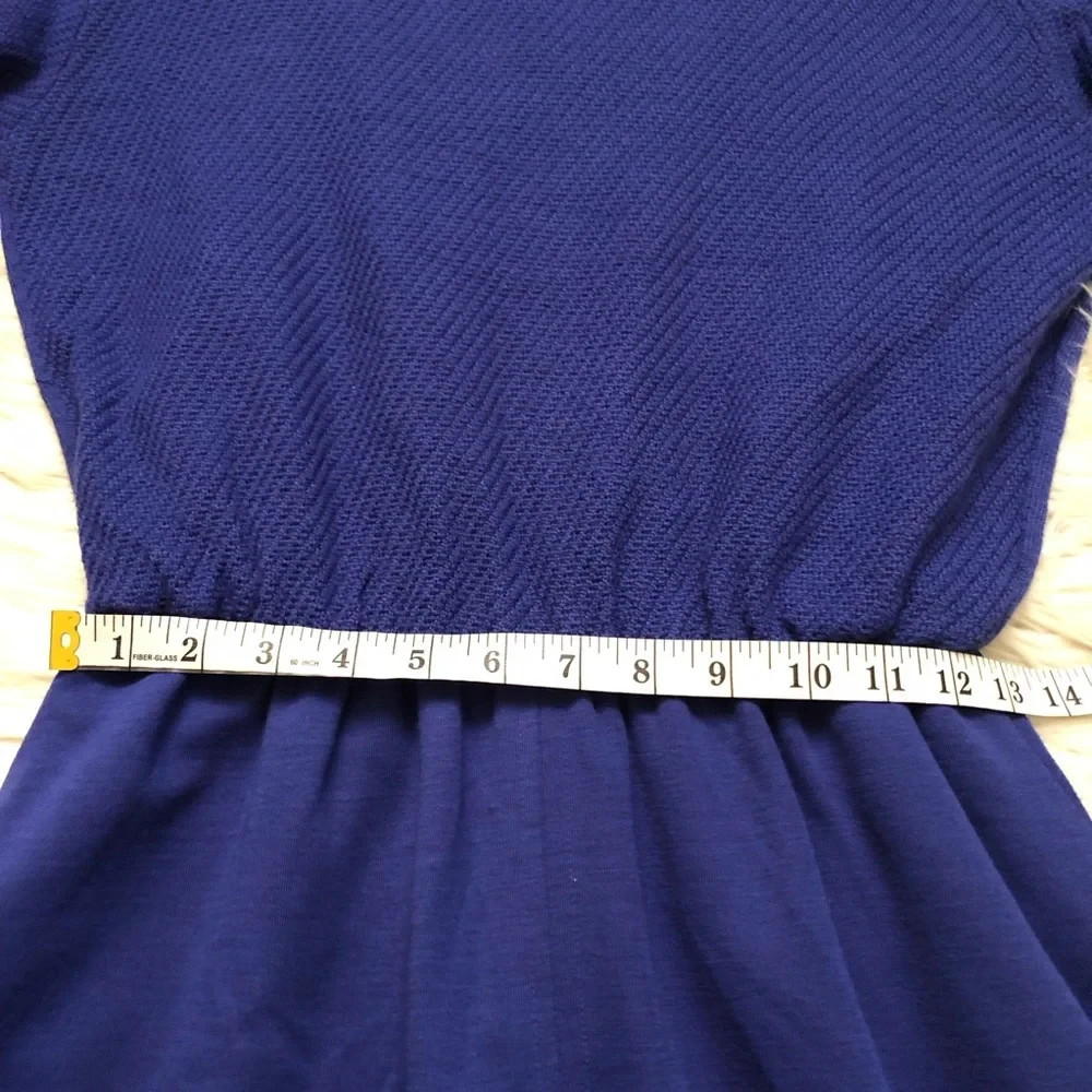 Vintage 70s 80s CIAO Ltd Wool Preppy Gold Stud Cobalt Midi Knot Sweater Dress 12