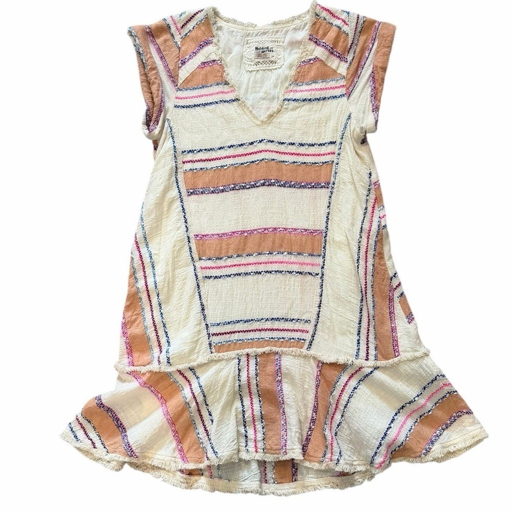 Anthropologie Holding Horses Elira Striped Dress Gauze Boho Mini Dress Size XS