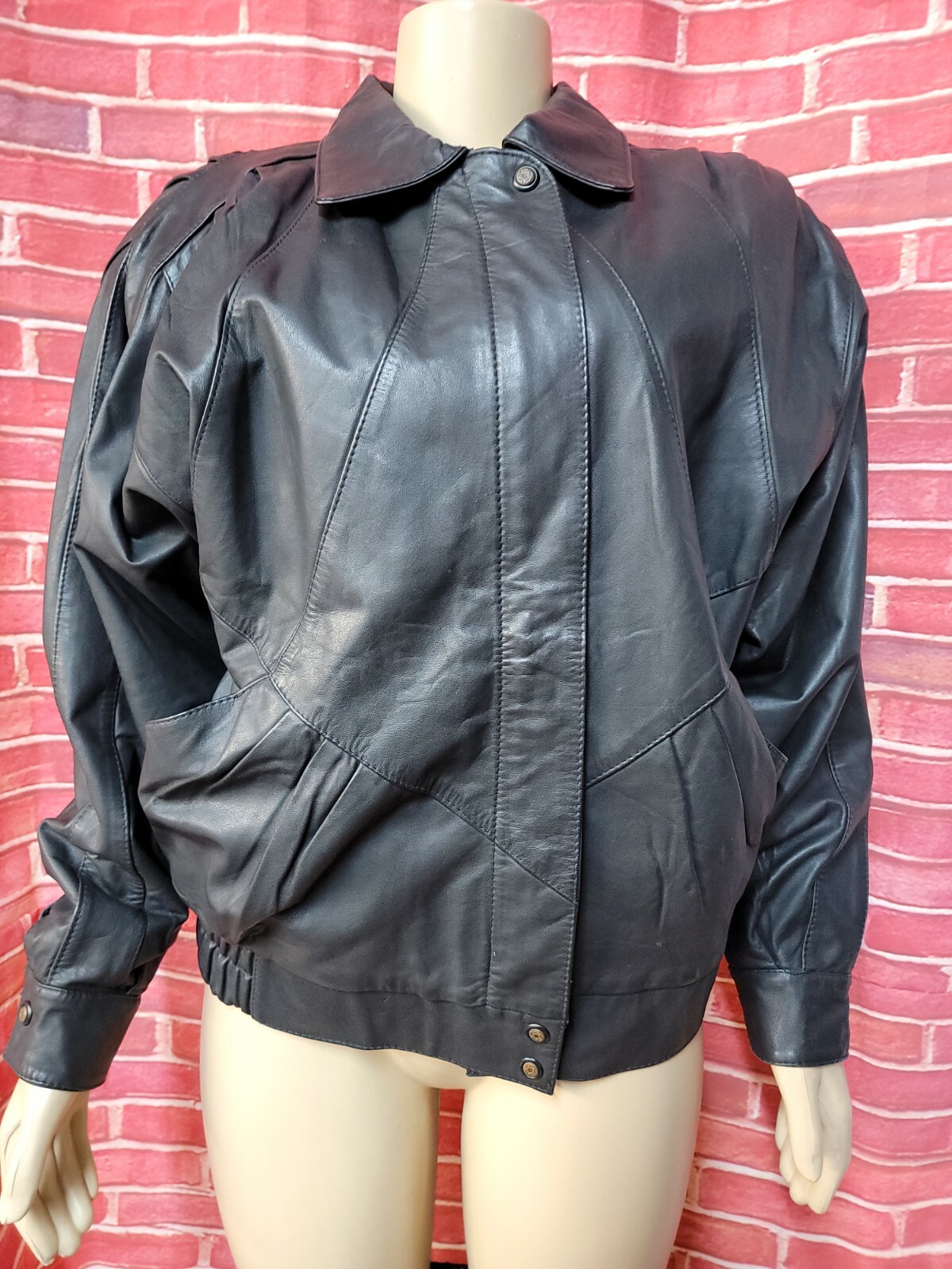 Ski Daddle 70’s Vintage Women’s Size L Moto Black Leather Jacket #W3