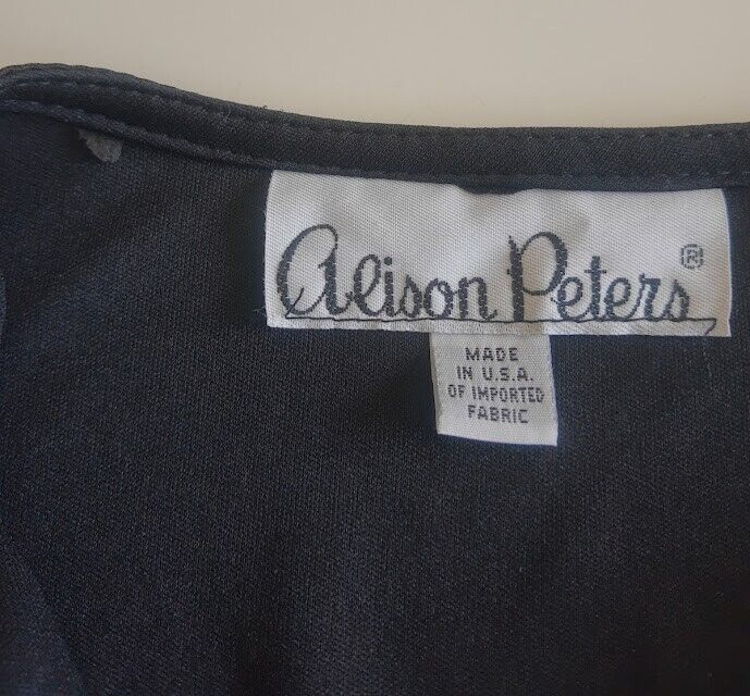 Vintage Alison Peters Black Wrap Ruffle Dress Size Classic Little Black Dress