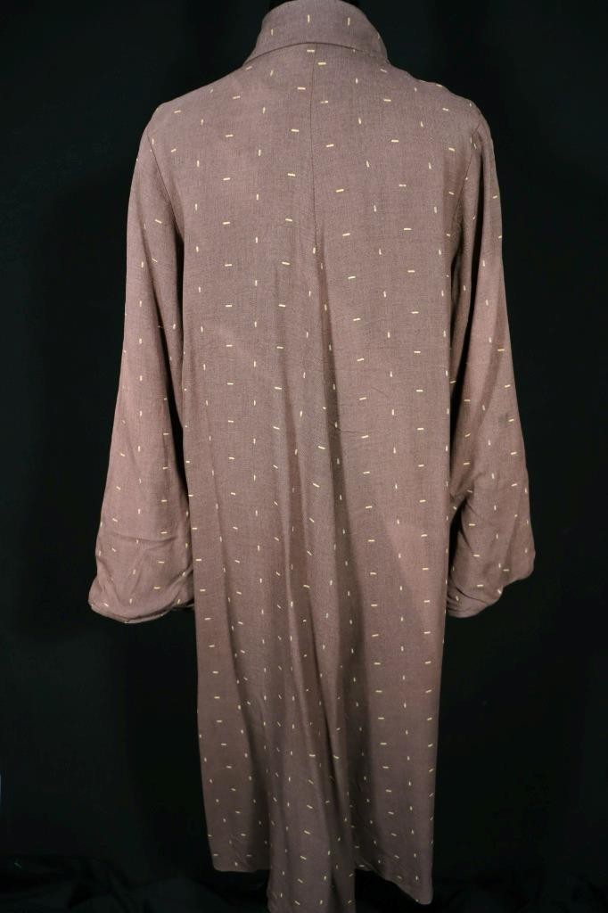 Vintage 1950’s Long Brown Gabardine Print Coat Size Medium Excellent Condition