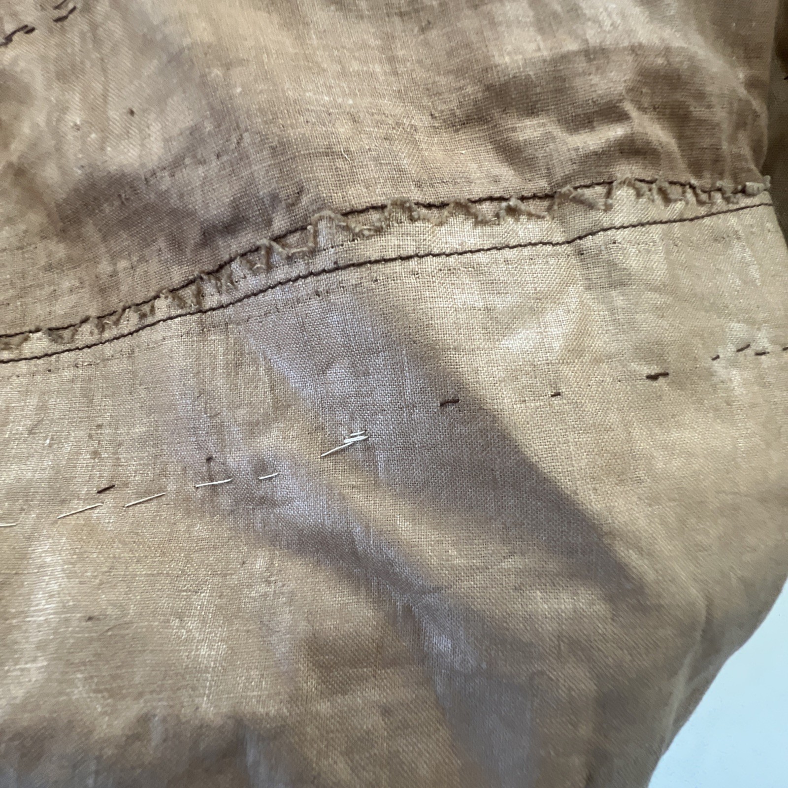 Brown Satin Taffeta Ruffled Fabric Piece From A Vintage Dress. Rare Find.