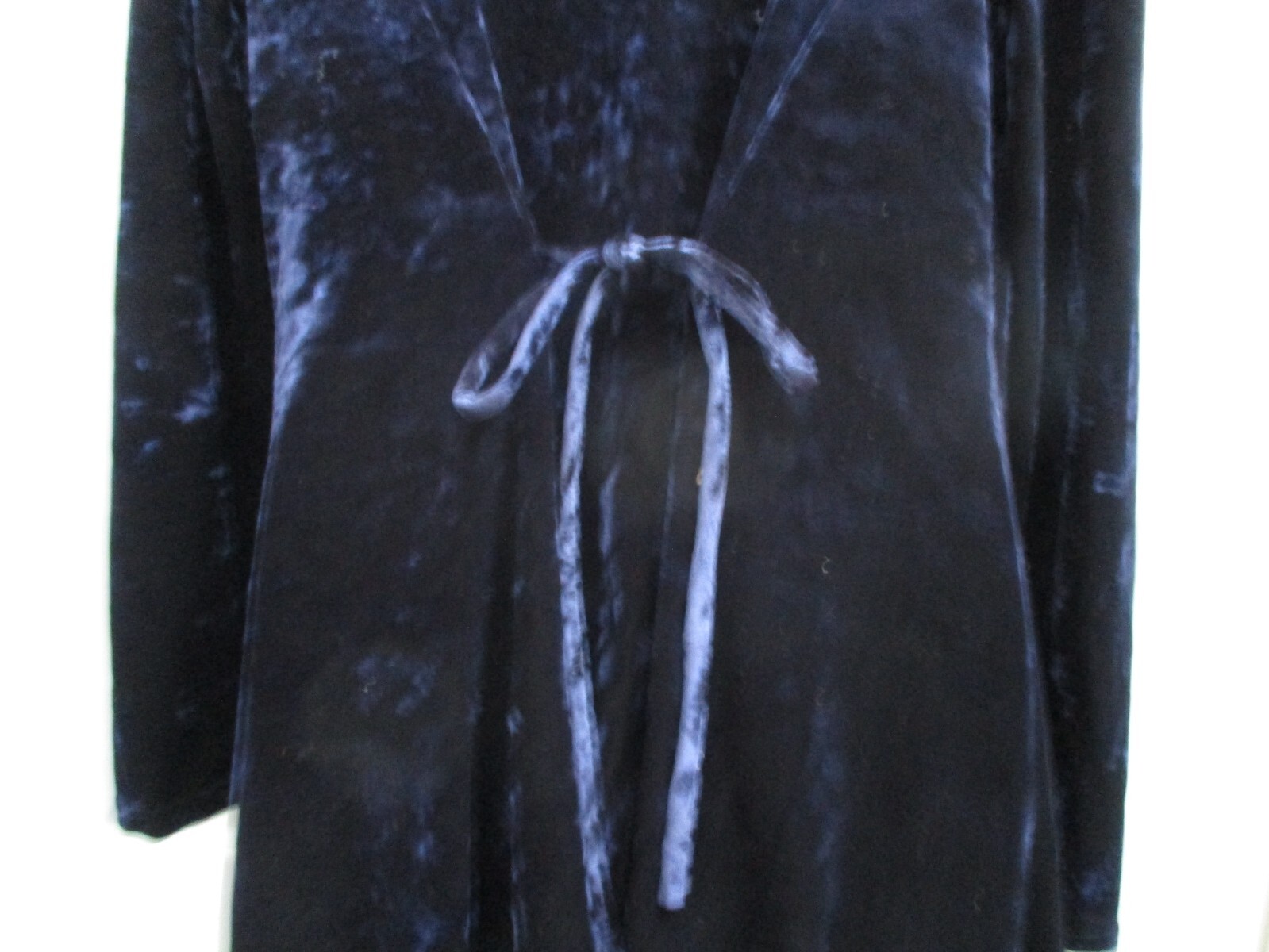 MODA INT’L Women’s Large A-Line Dress Blue Crush Velvet Long Sleeves Pockets VTG