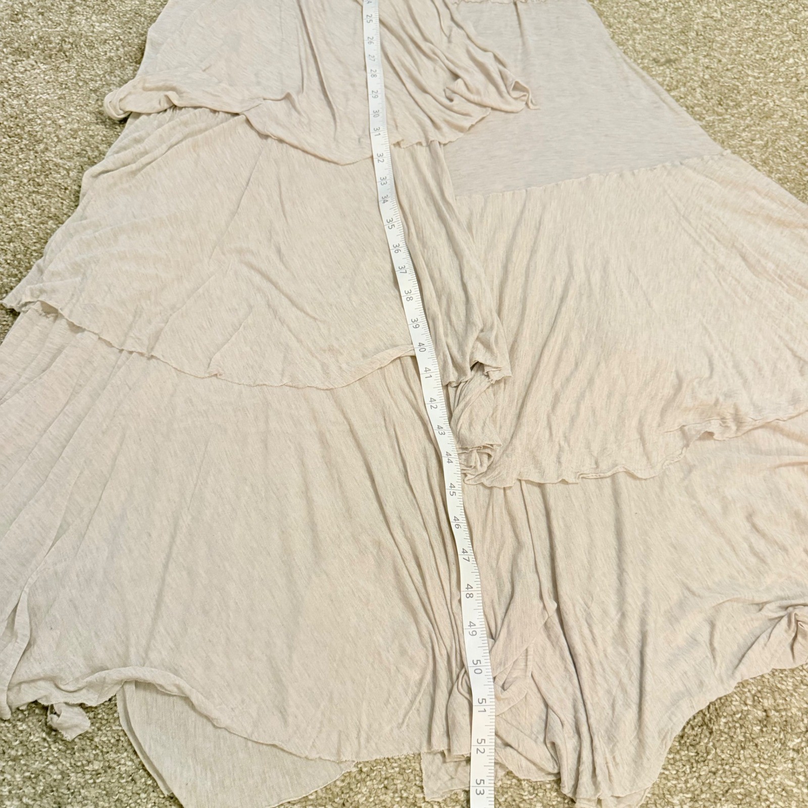 VTG Vivienne Tam 100% Modal Cream Maxi Dress Tiered Asymmetrical Hem Y2K SZ S