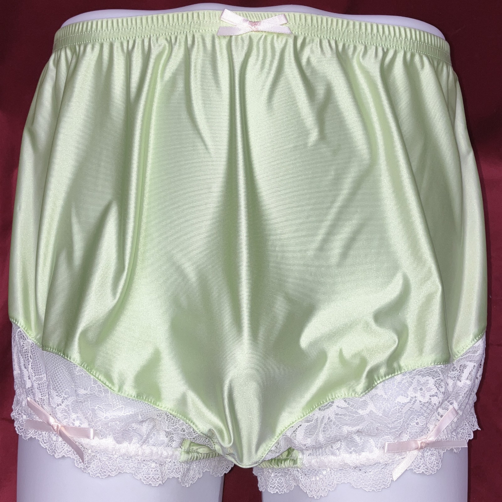 2X 3X Mushroom Gusset Granny Panty Silky Nylon Satin Brief Sissy Vintage styl