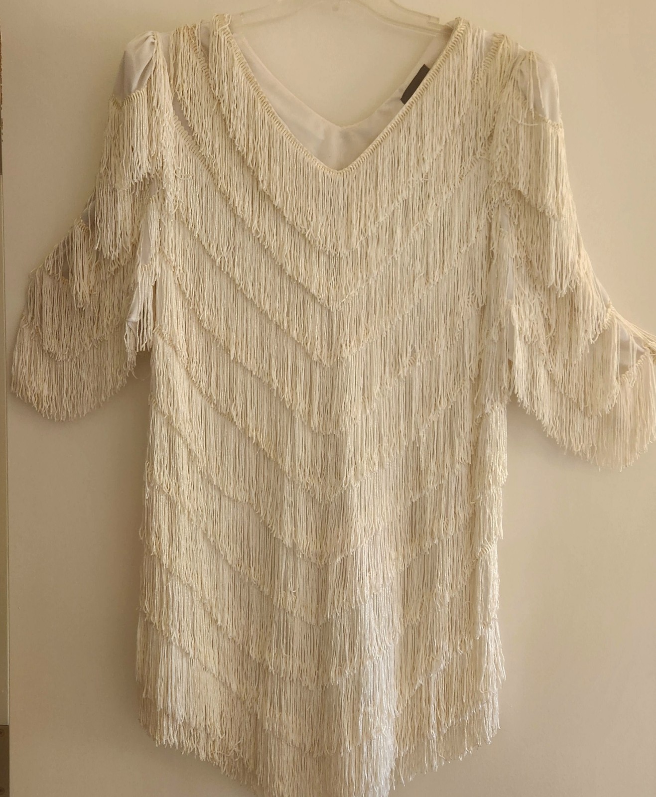 Vintage Womens Flapper Dress By Nightworks Size S/M Ivory VGC