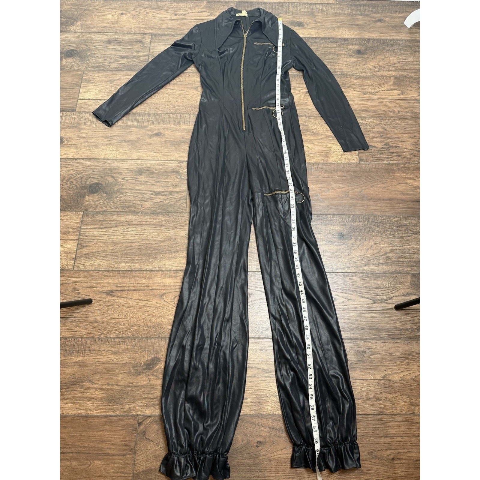 Vintage New Leaf California Black Jumpsuit Disco Jumpsuit Gold Zipper Sexy 70’s