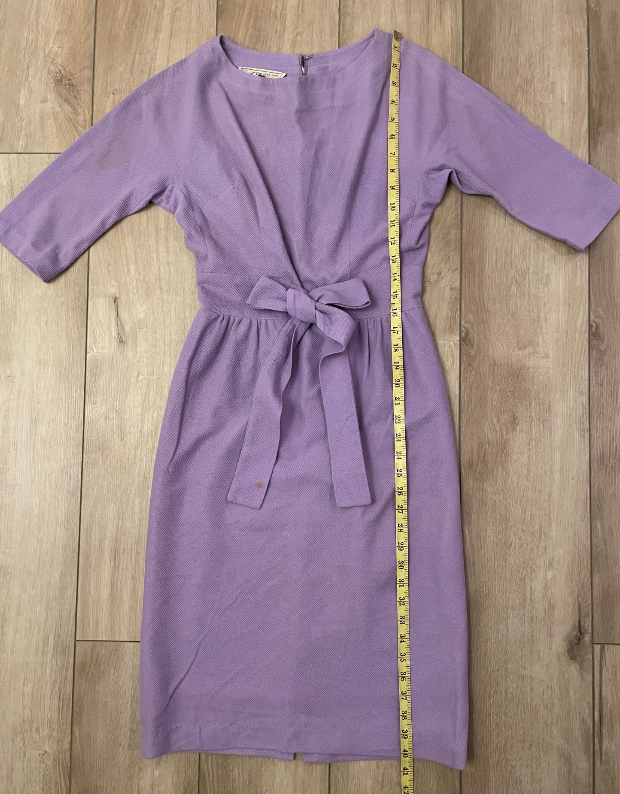 Vtg 1950s/19060s Teena Paige Celanese Dress-Women’s XS-Fitted Waist, 3/4 Sleeve