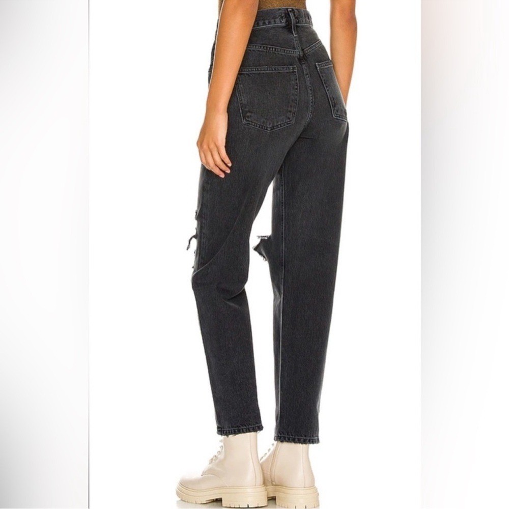 AGOLDE 90s Mid Rise Loose Fit in Vagabond Washed Black Sz 25 Distressed Boho