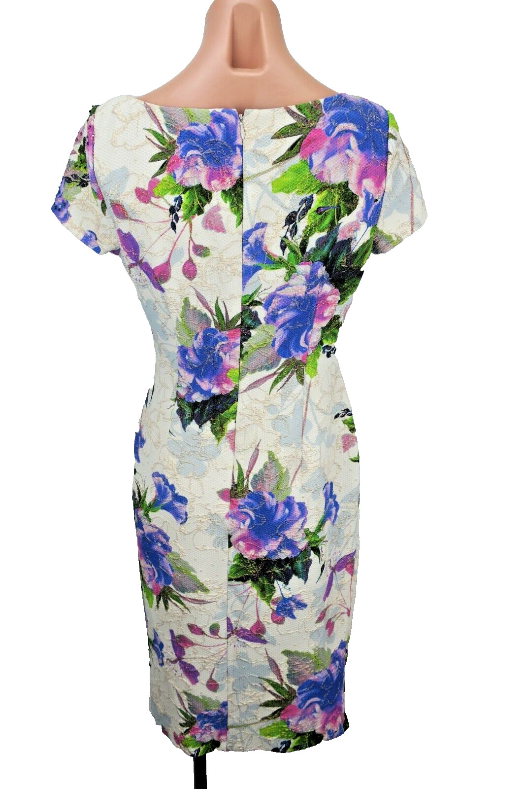 Adrianna Papell Gatsby Party Retro Colorful Floral Dress Wiggle Evening EUC sz 4