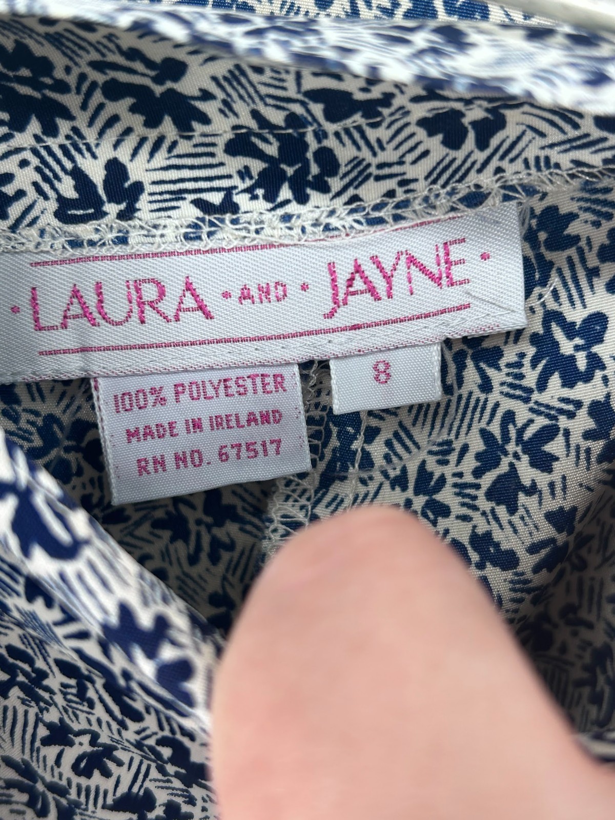 Laura and Jayne Vintage Floral Dress Set Size 8 Blue Cream Peplum Mini 2 Piece