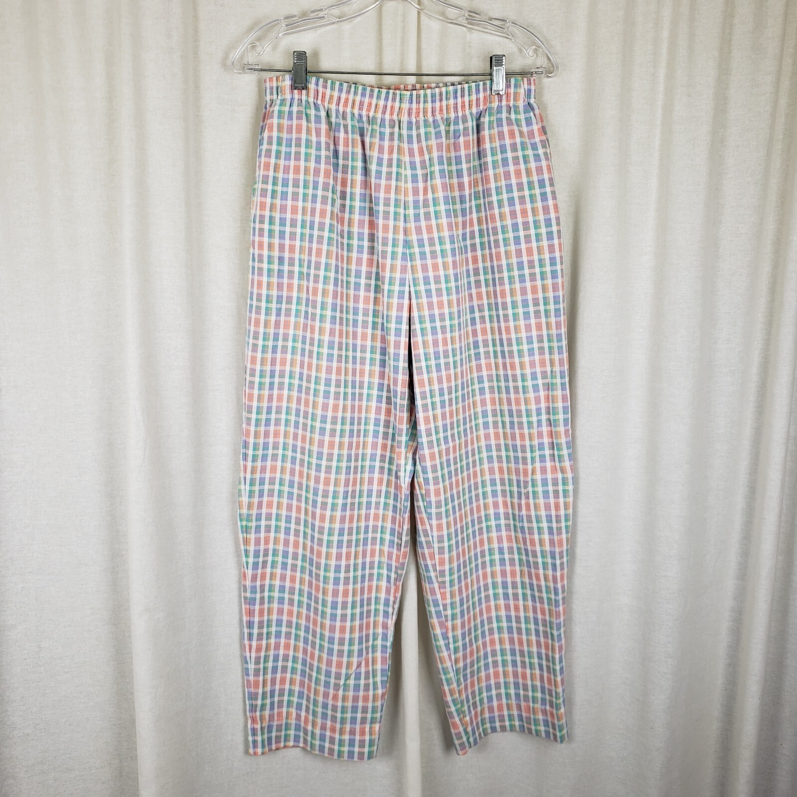 Vintage Cape Cod Sportswear Plaid Pull On Capri Slacks Pants Womens 14 60s 70s