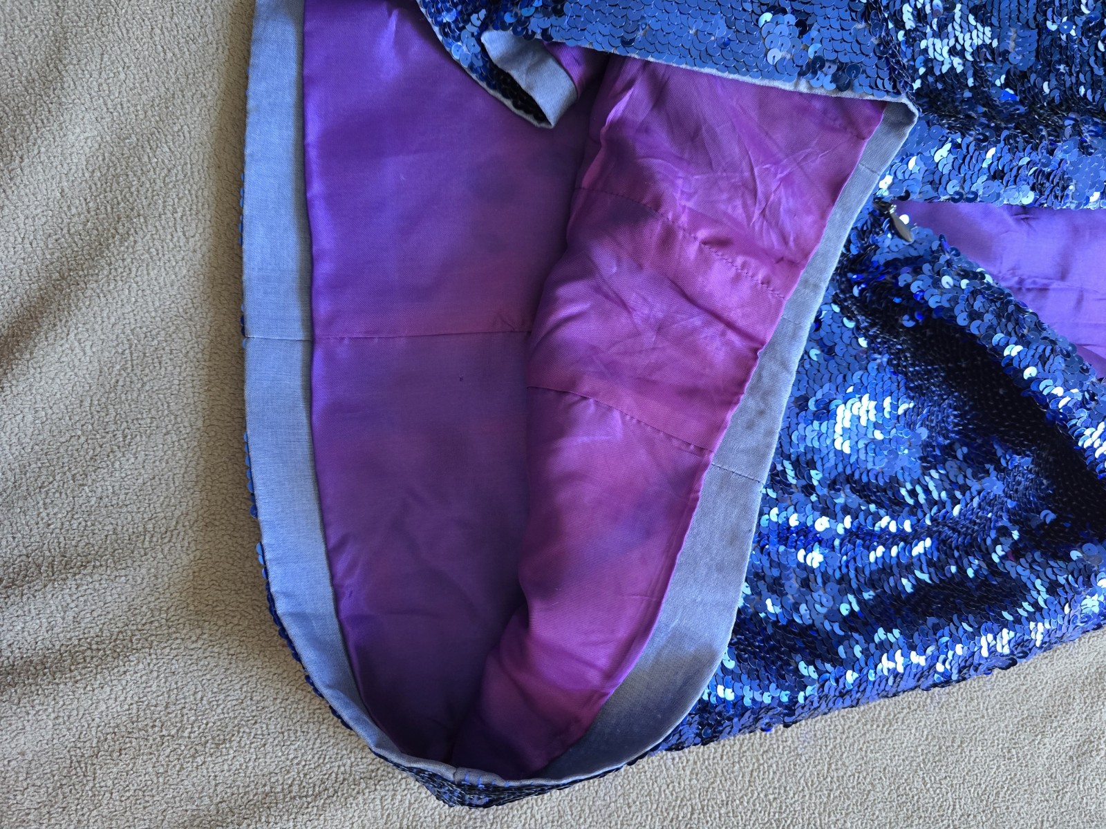 Vintage NITELINE Della Roufogali Royal Blue Sequin Halter Suit Jacket Dress Sz.2