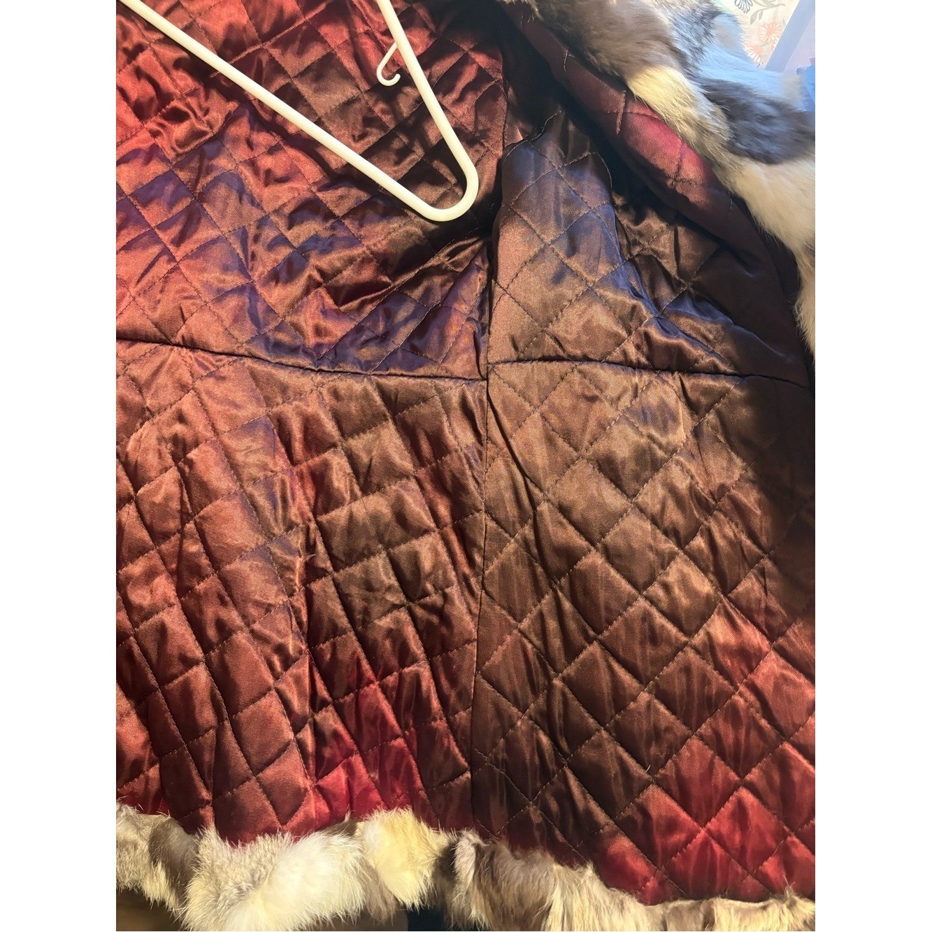 Vintage Genuine Rabbit Fur Patchwork Coat Brown Cream Western Luxe Jacket