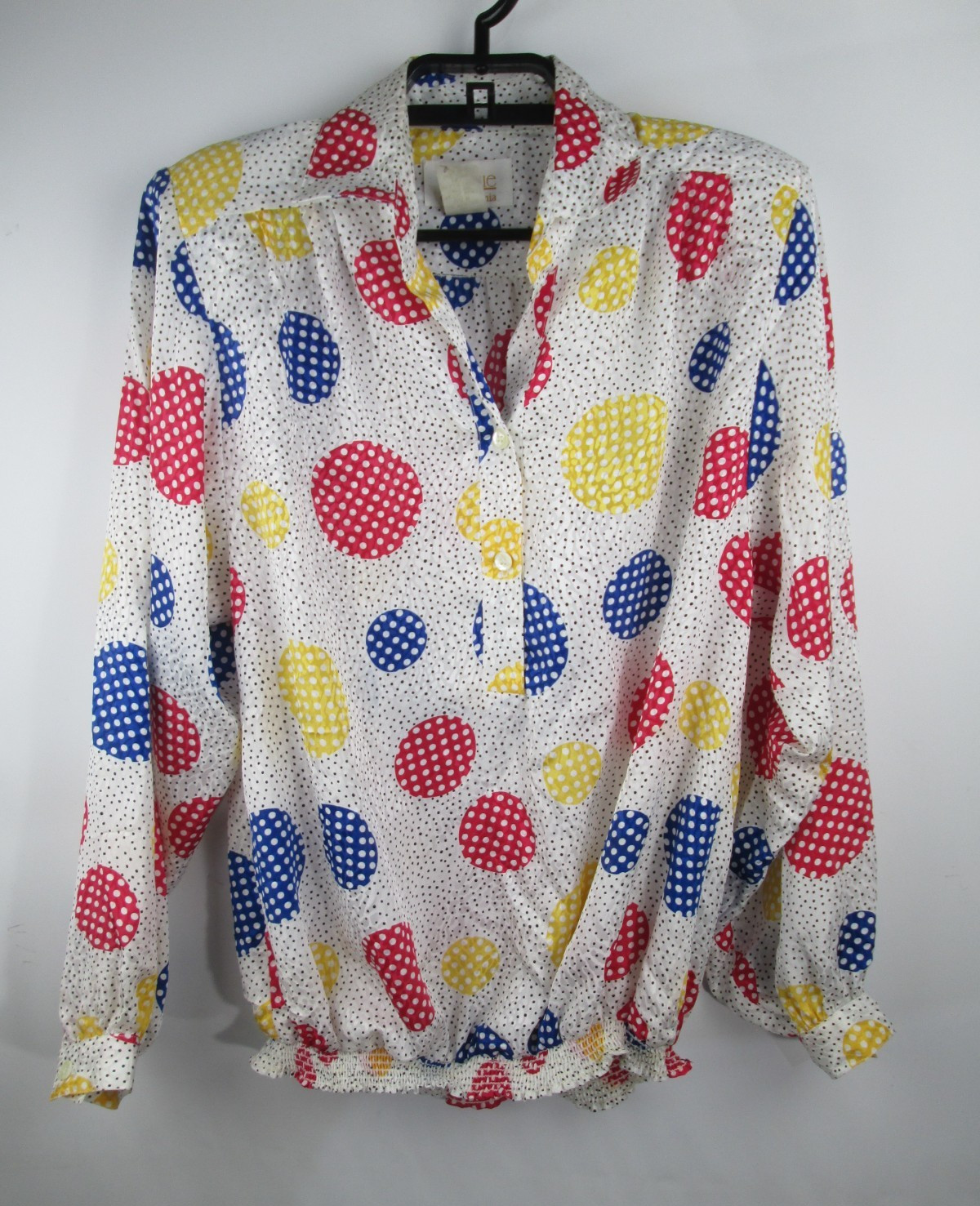Da-Rue of California Blouse Polka Dot Blouse Womens sz 4 Stretchy Waist Band