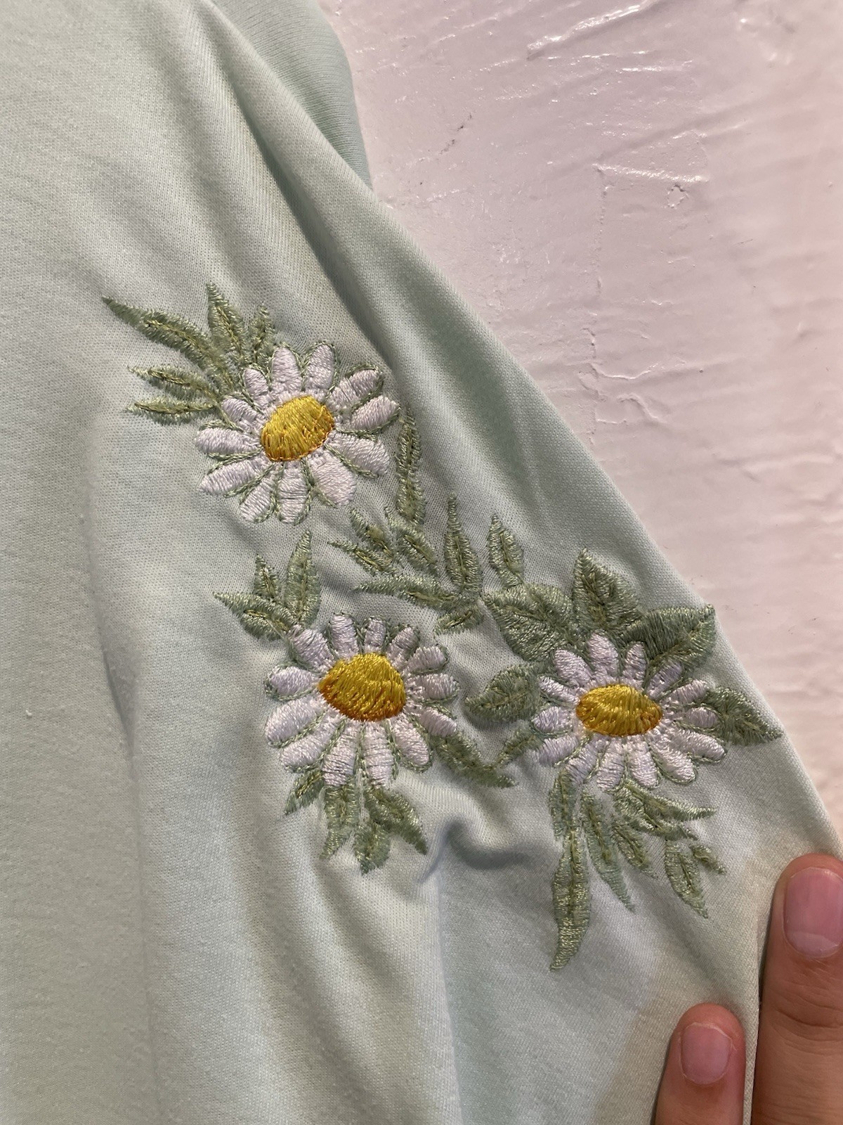 Vtg 70s 80s Cyn Les Shirlee Designs Daisy Embroidered Sweatshirt Large Mint