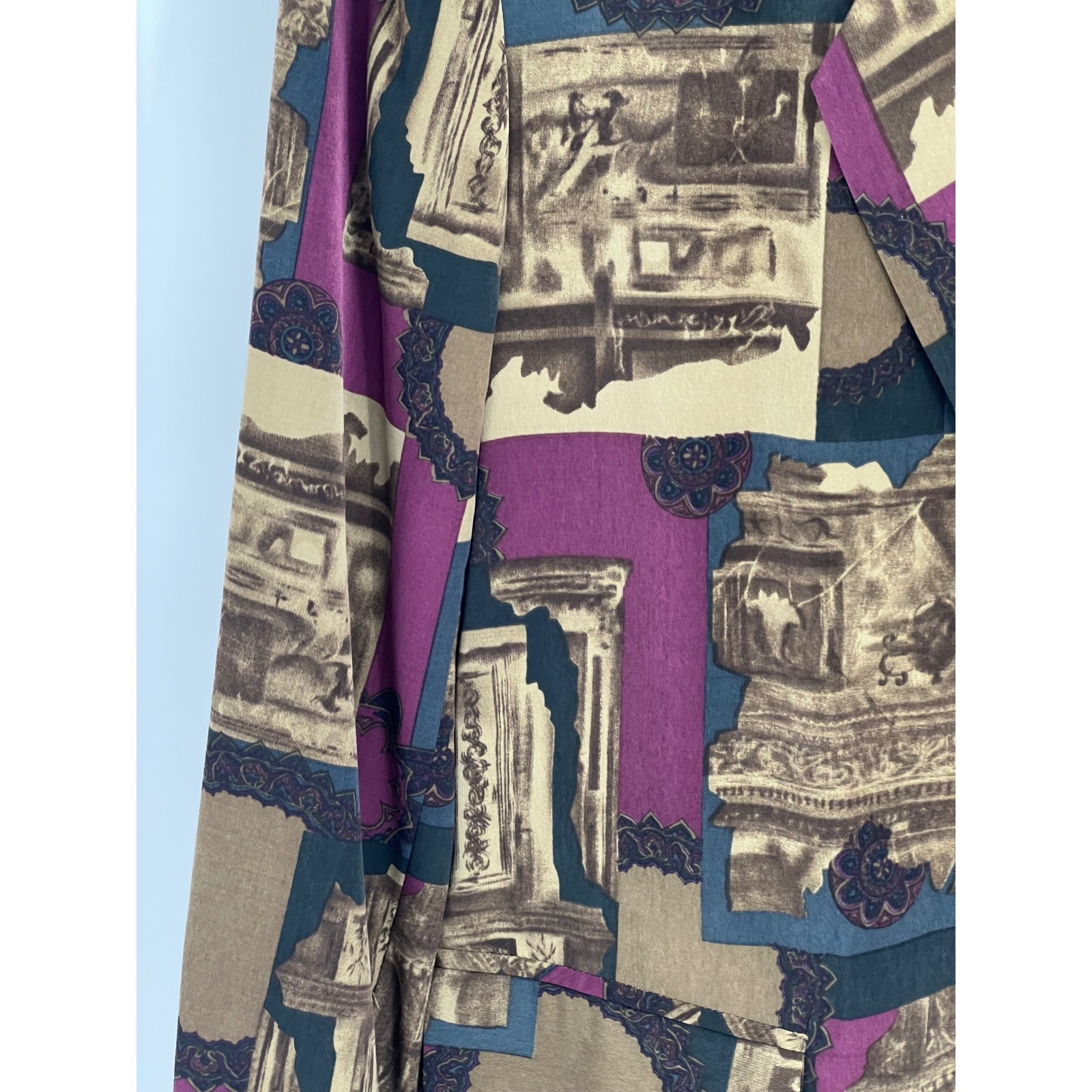 Kathryn Deene New York Vintage Architectural Print Blazer Purple Teal Size 44