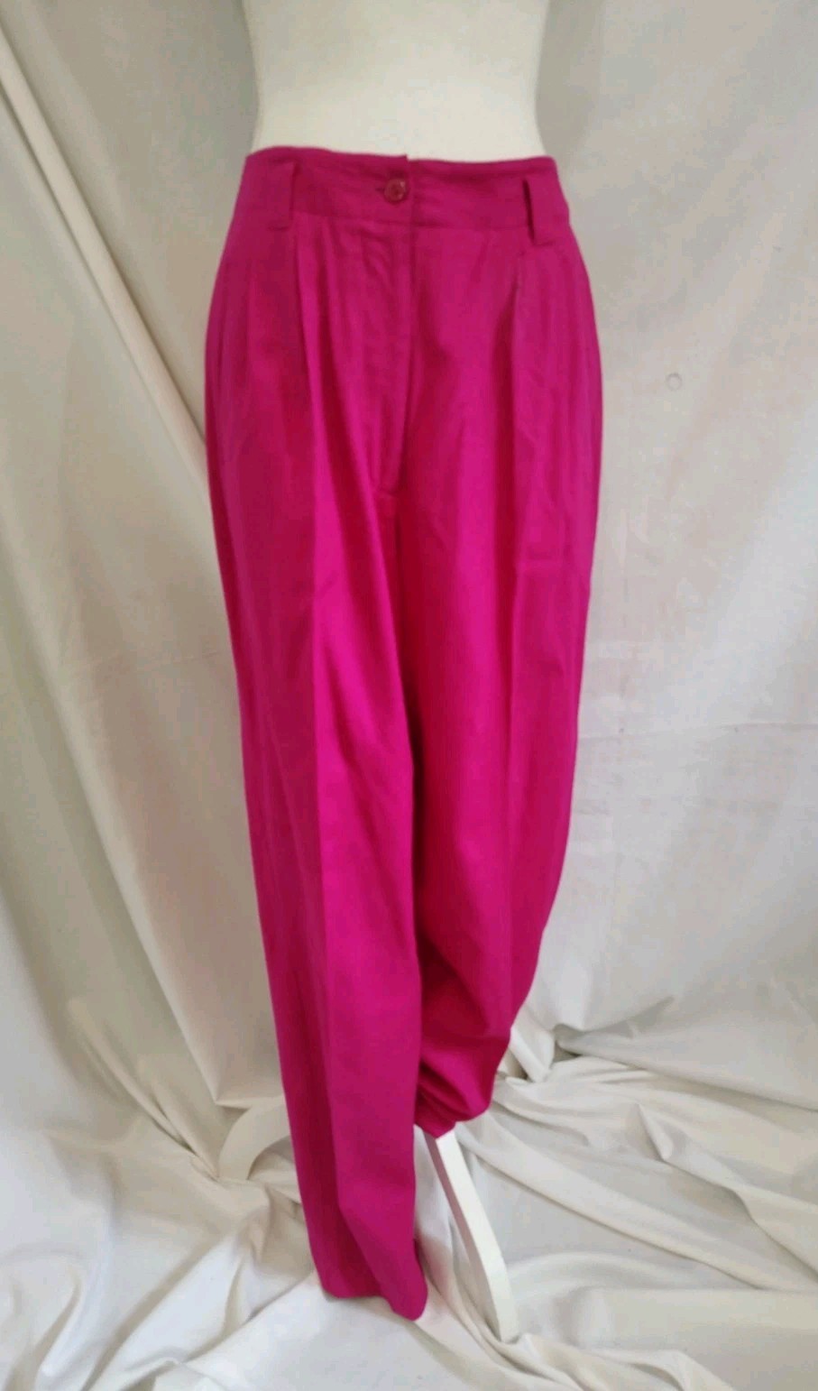 80’s Vintage 100% Silk Pants Suit SK & Company Hot Pink Short Sleeve Sz 10