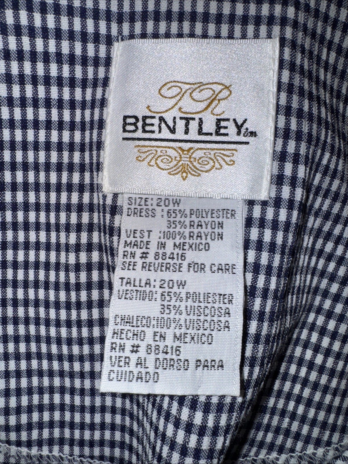 20W Dress With Crochet Vest And Pearl Details, Bentley Vintage Navy White