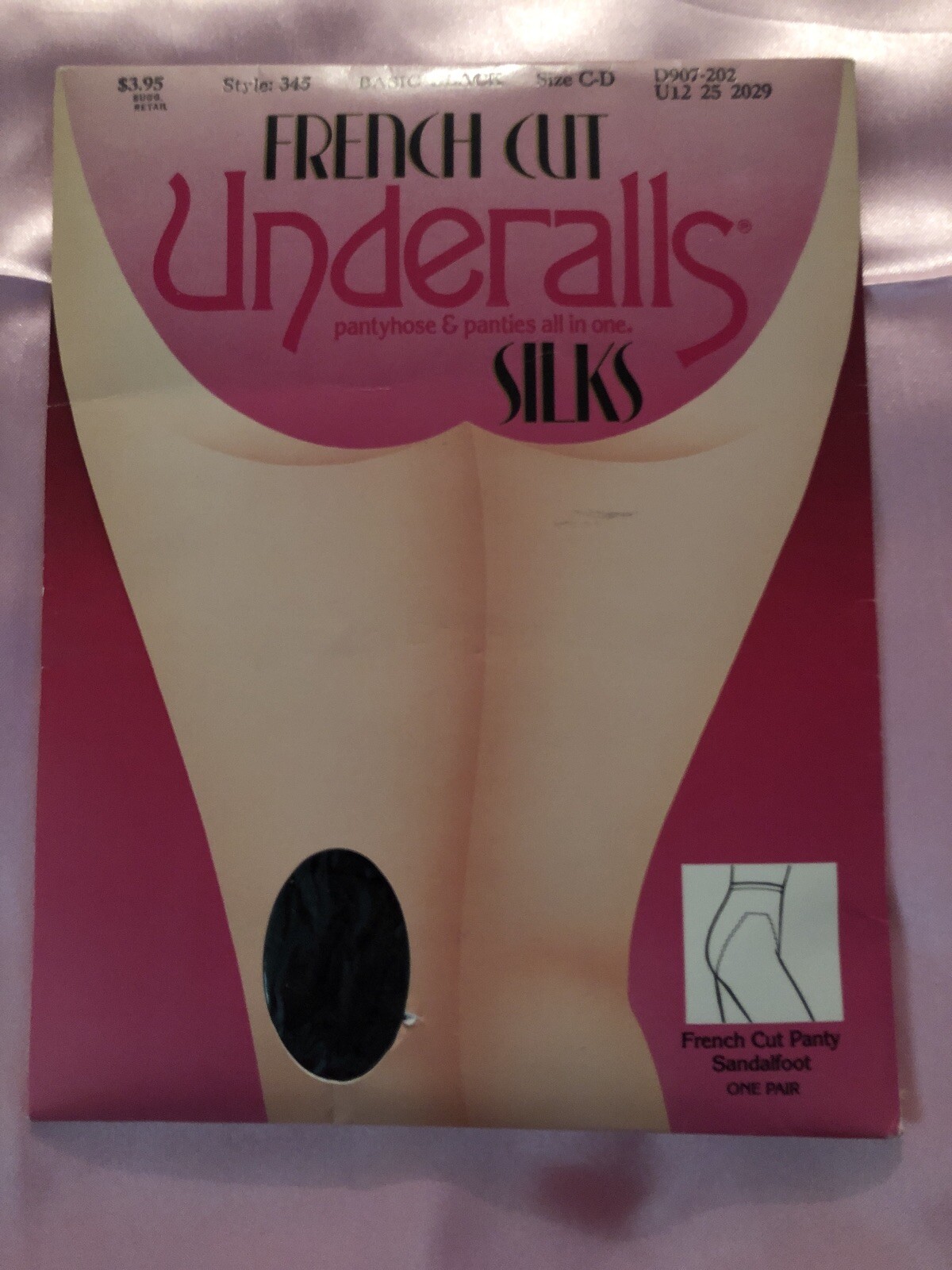 NEW Vintage French Cut Underalls Basic Black Size CD Style 345 NOS Made in USA