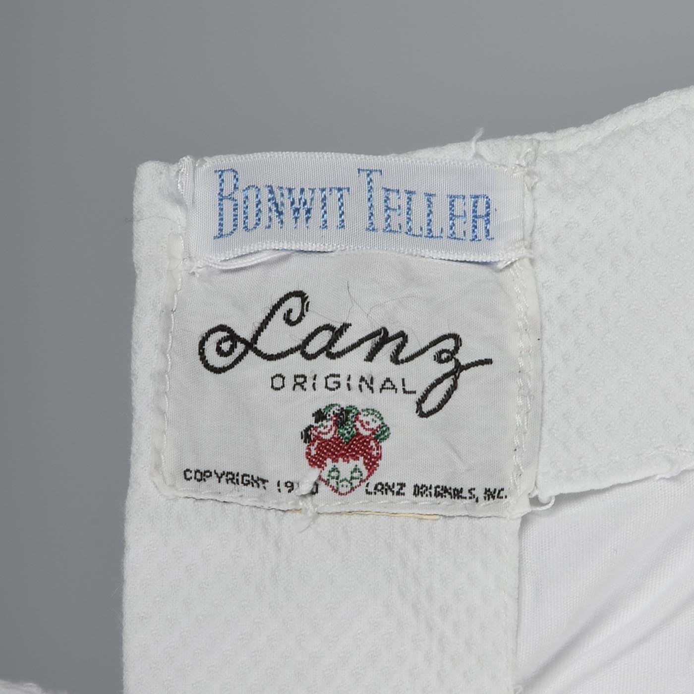 XXS 1950s White Eyelet Dress Cotton Spaghetti Strap Knee Length Scallop Hem