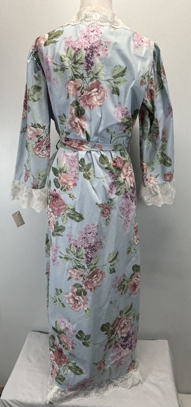 NEW! Vtg Joie De Vie Ariel Floral Cotton Robe Large Lace Trim Cottage Core Long