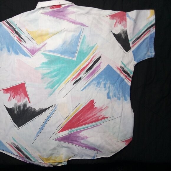 Vintage Touche L.A. Abstract Geometric Strokes Button Shirt Blouse