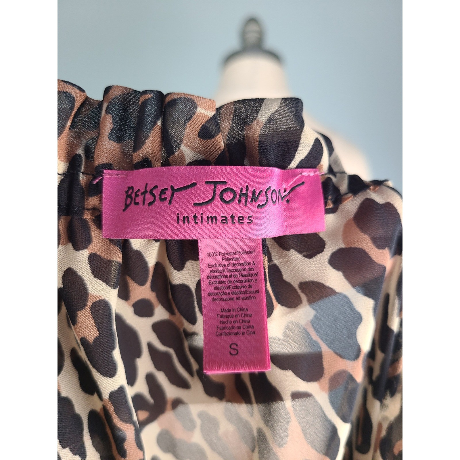 Y2K Betsey Johnson Sz S Mini Babydoll Dress Leopard Print Hot Pink Bows It Girl