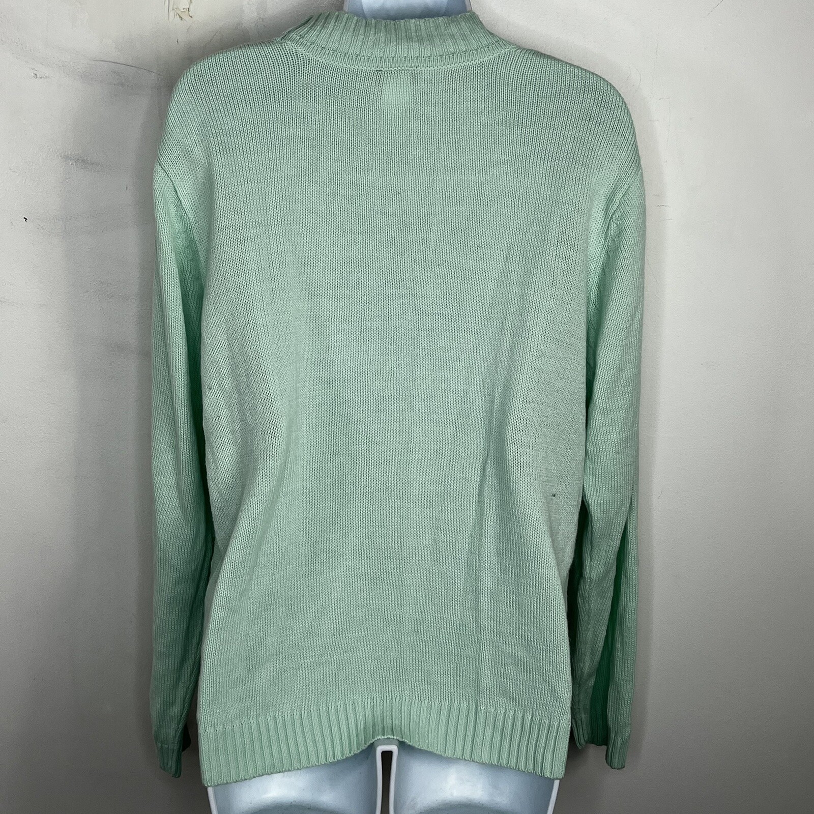 Salon Studio Womens Mockneck Sweater Sz XL Mint Green Knit Minimalist VINTAGE