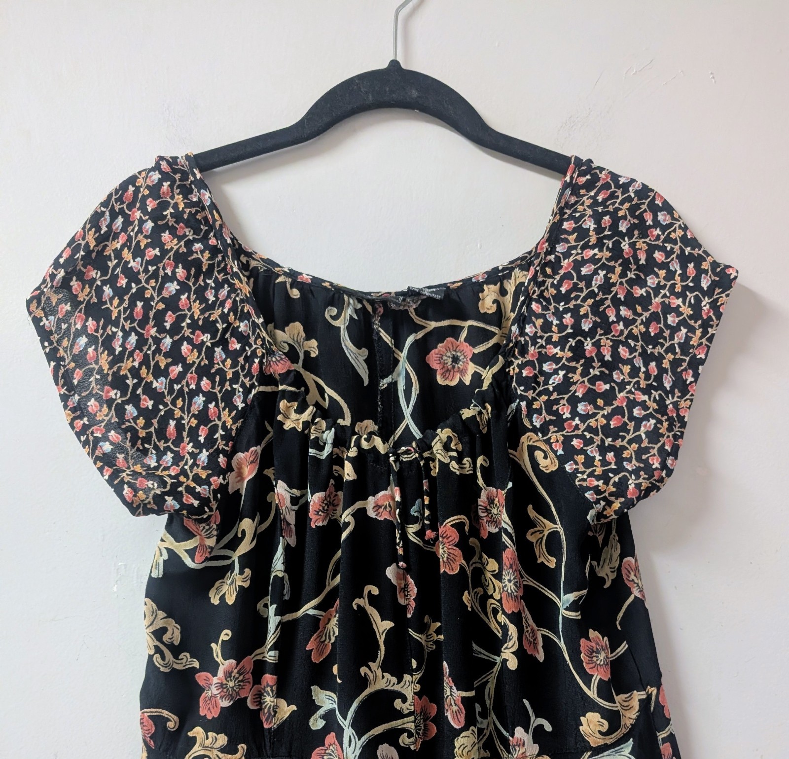 Vintage 90’s Nostalgia Floral Inset Tiny Flower Midi Rayon Dress S/M
