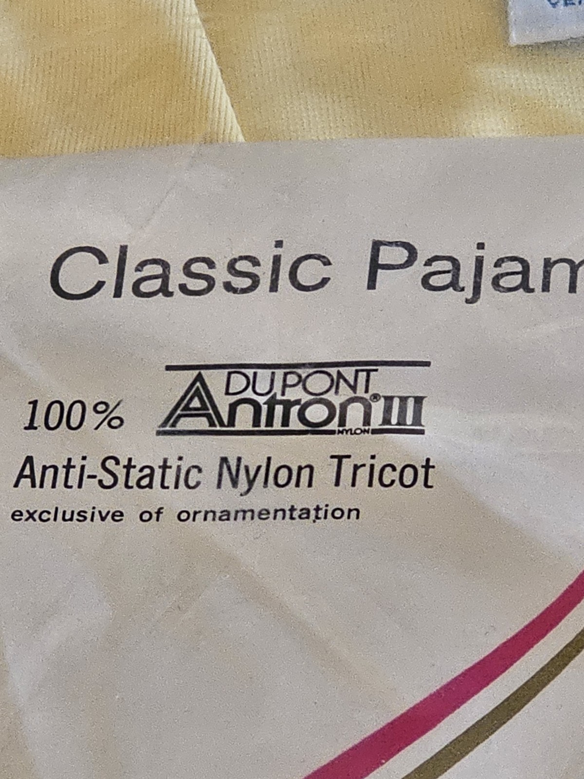Vtg JCPenney Classic Pajama Set Sz 34 NOS 100% Nylon Antron III Yellow Tricot
