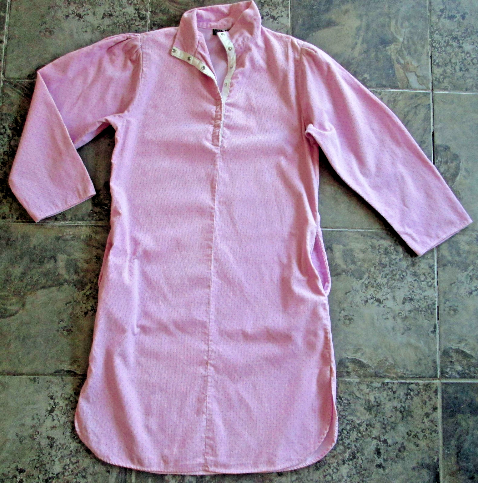 Vintage We 3 Ltd. New York House Dress Small Pink Corduroy Granny Grandma Union