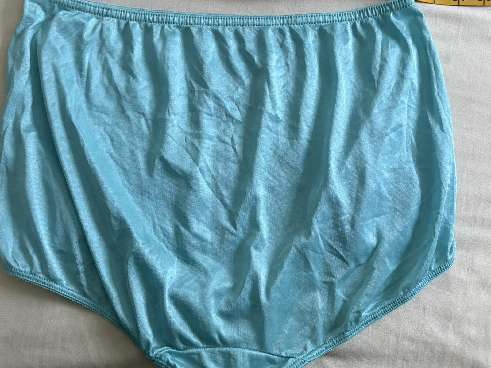 Vtg Sears Shiny Nylon Granny Panties Blue Lace Full Brief Underwear Sz 11 Gusset