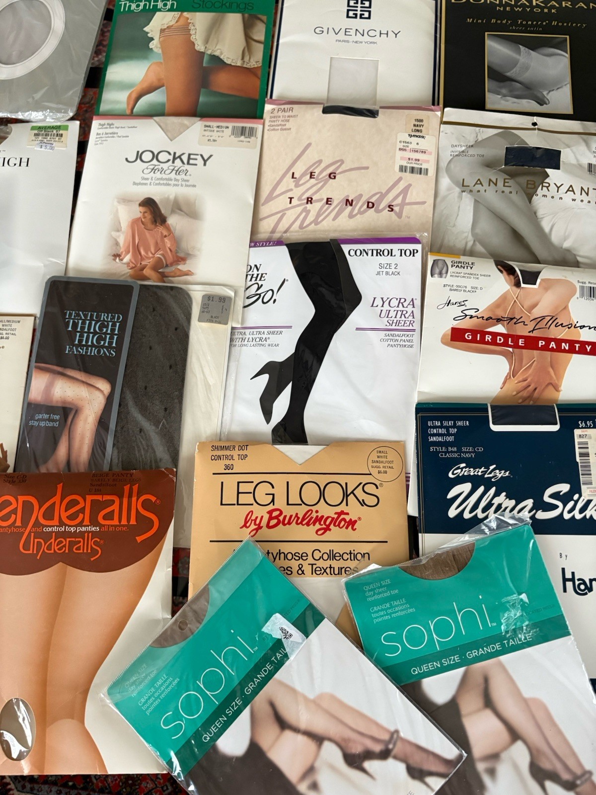 Lot of 27 Pairs of Vintage Pantyhose And Thigh High Mixed Colors Sizes Styles