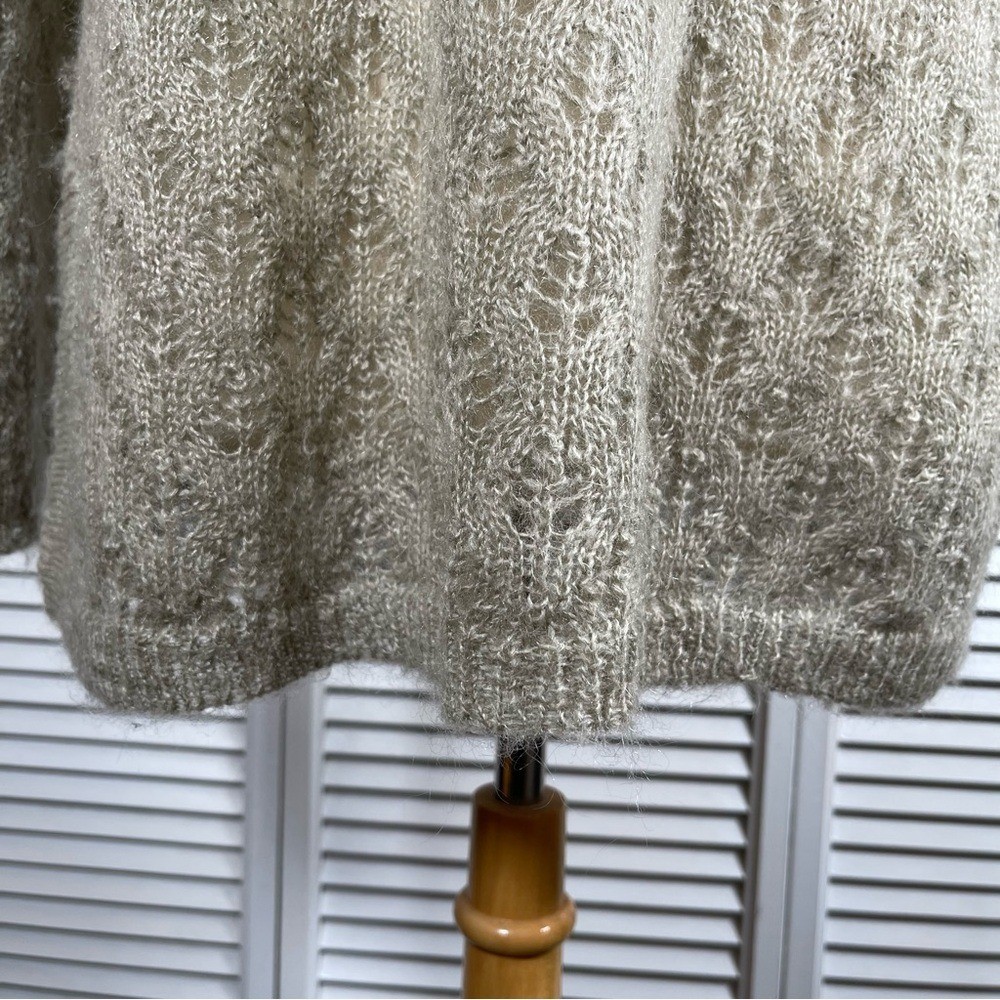 Jones & Co Vintage Mohair Blend Sweater Beige Fuzzy Knit 80s 90s Size L.