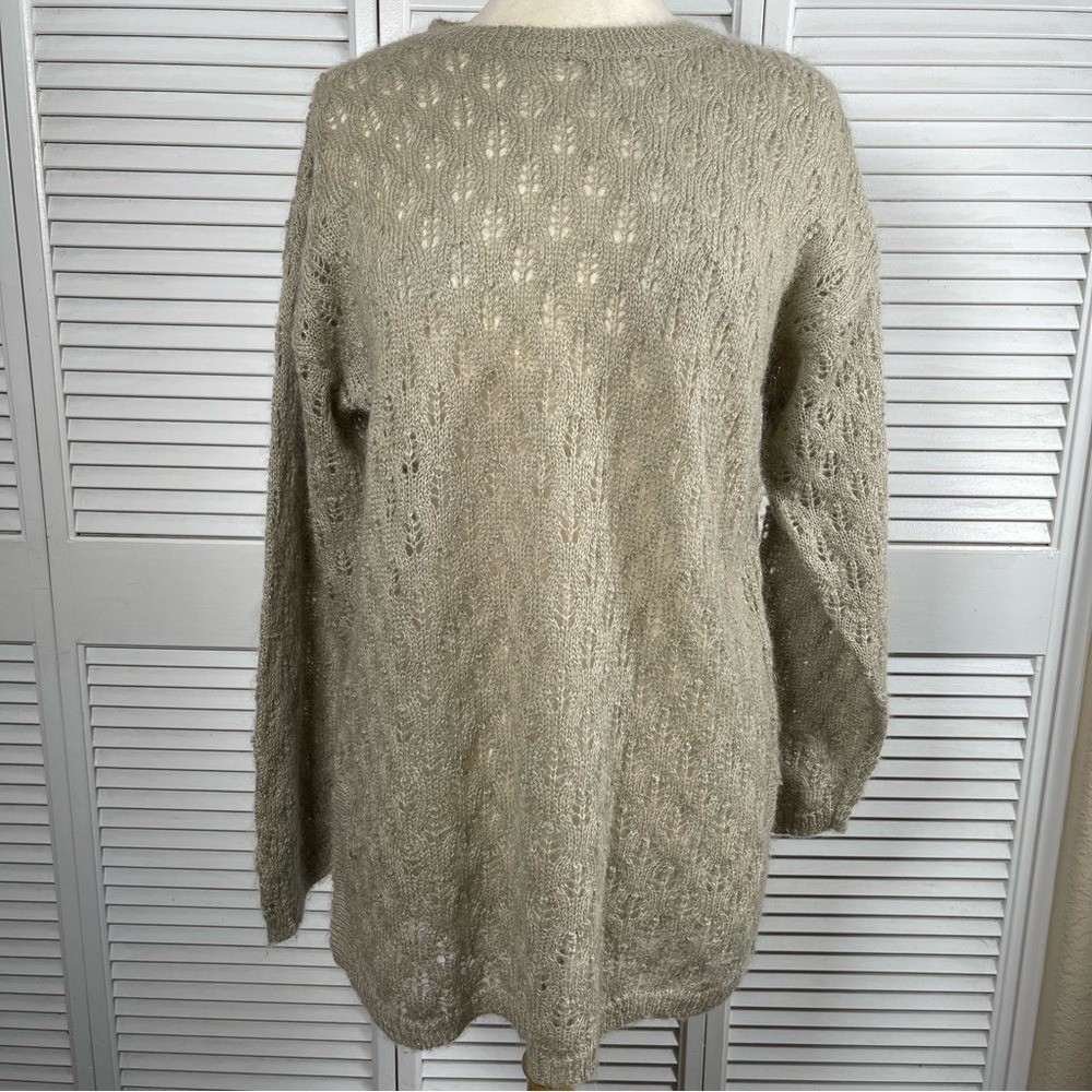 Jones & Co Vintage Mohair Blend Sweater Beige Fuzzy Knit 80s 90s Size L.