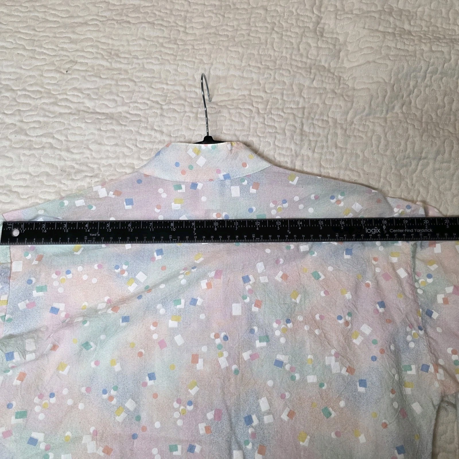 Vintage 1980s Crop Top Geometric Paint Pastels USA Women’s Retro Pop Sz Medium
