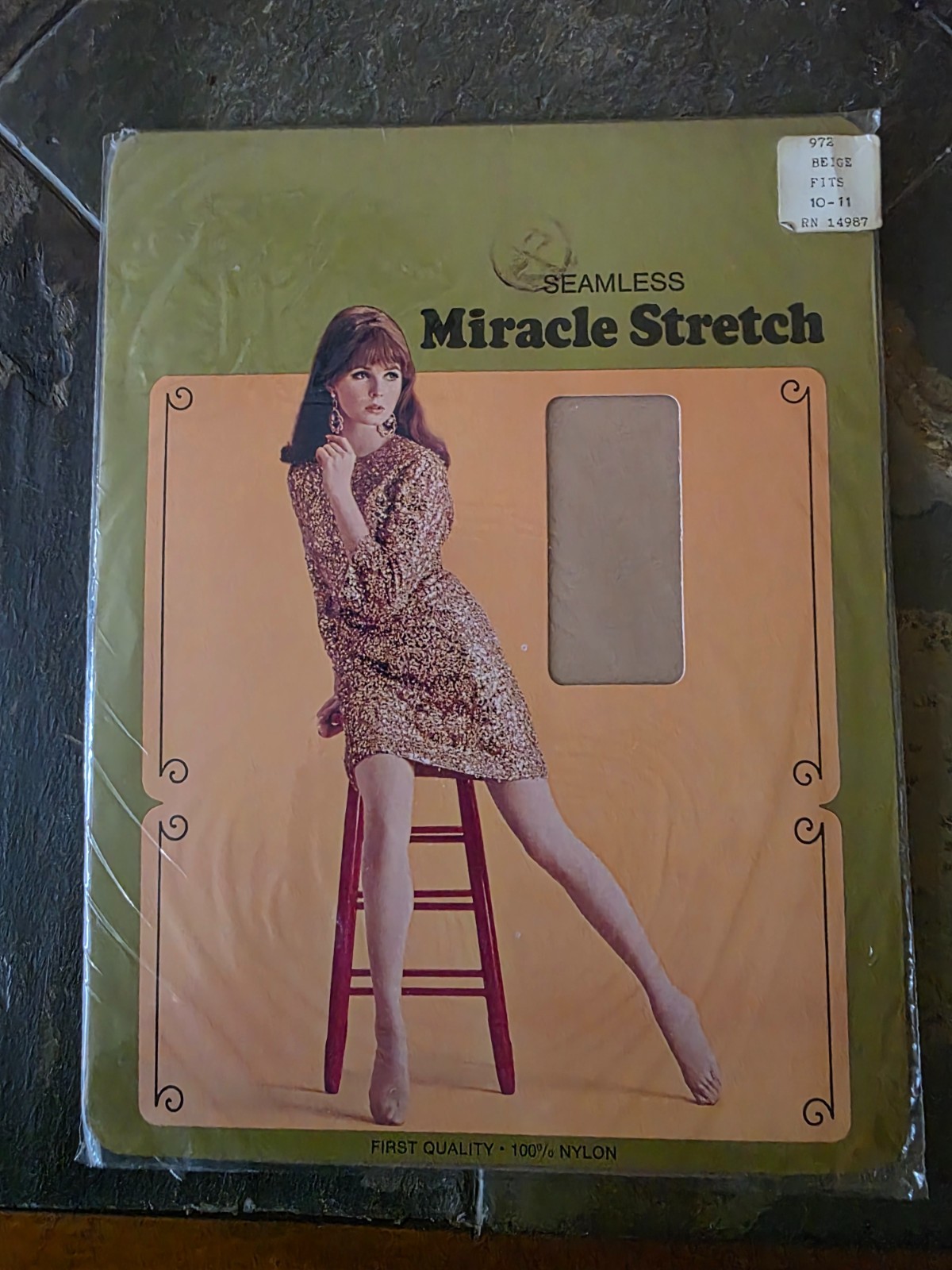Unbranded Seamless Miracle Stretch Stockings Vintage Size 10-11 Beige Tall