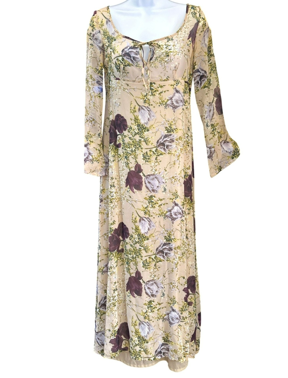 Vintage Diapositive Woodland Fairycore Romantic Floral Maxi Dress Y2K Ethereal