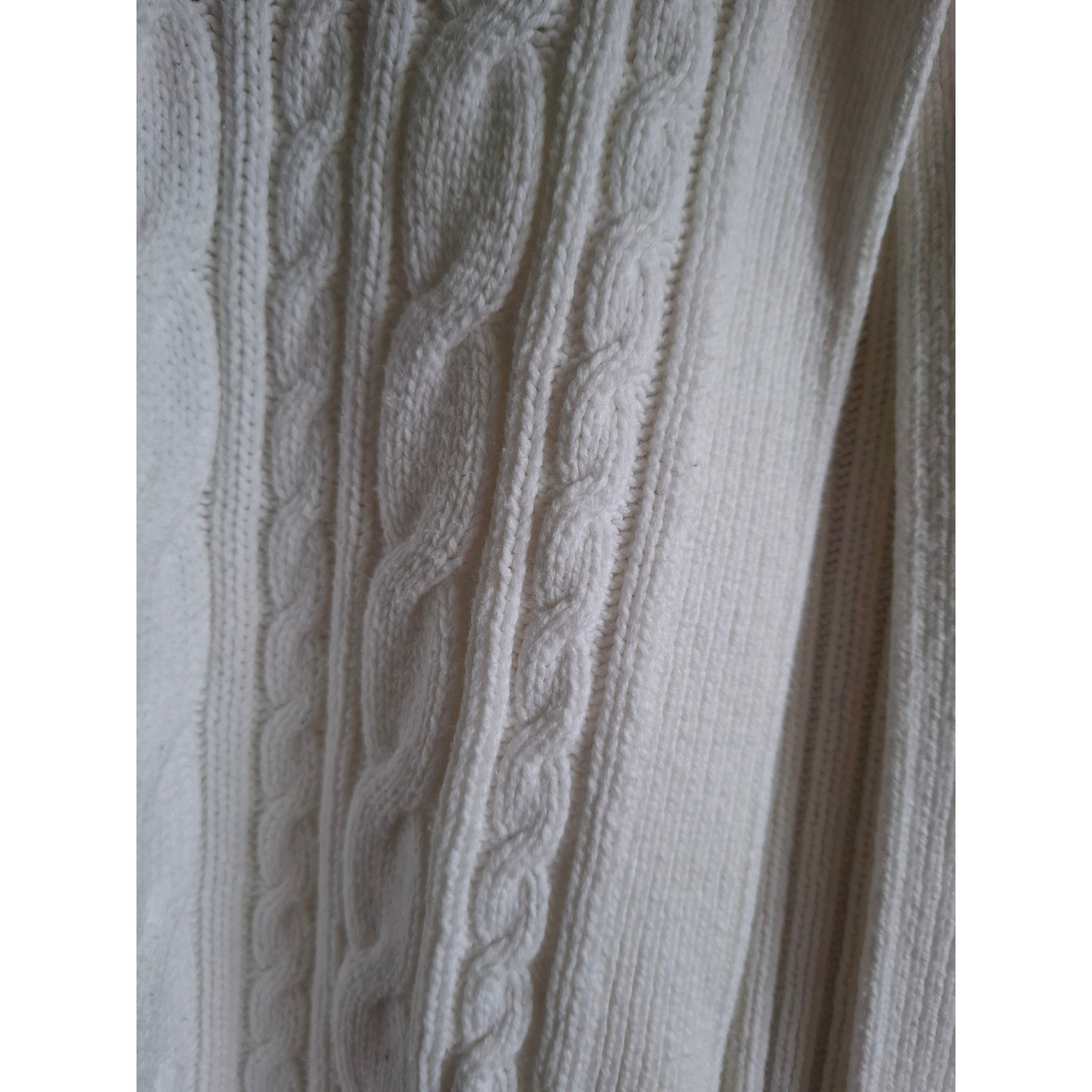 White Cable Knit Sweater Vest Cottagecore Coastal Grandma Preppy Nautical Size M