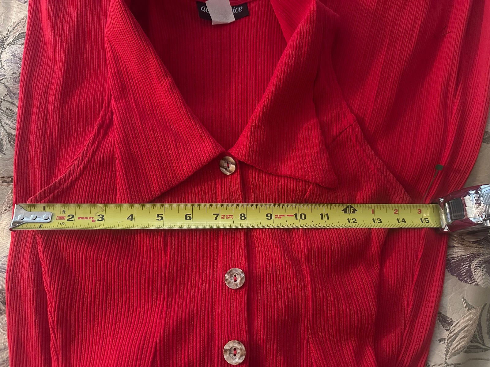 Vintage 100% Cotton Womens Button Front Maxi Dress Red Classic Sundress XS