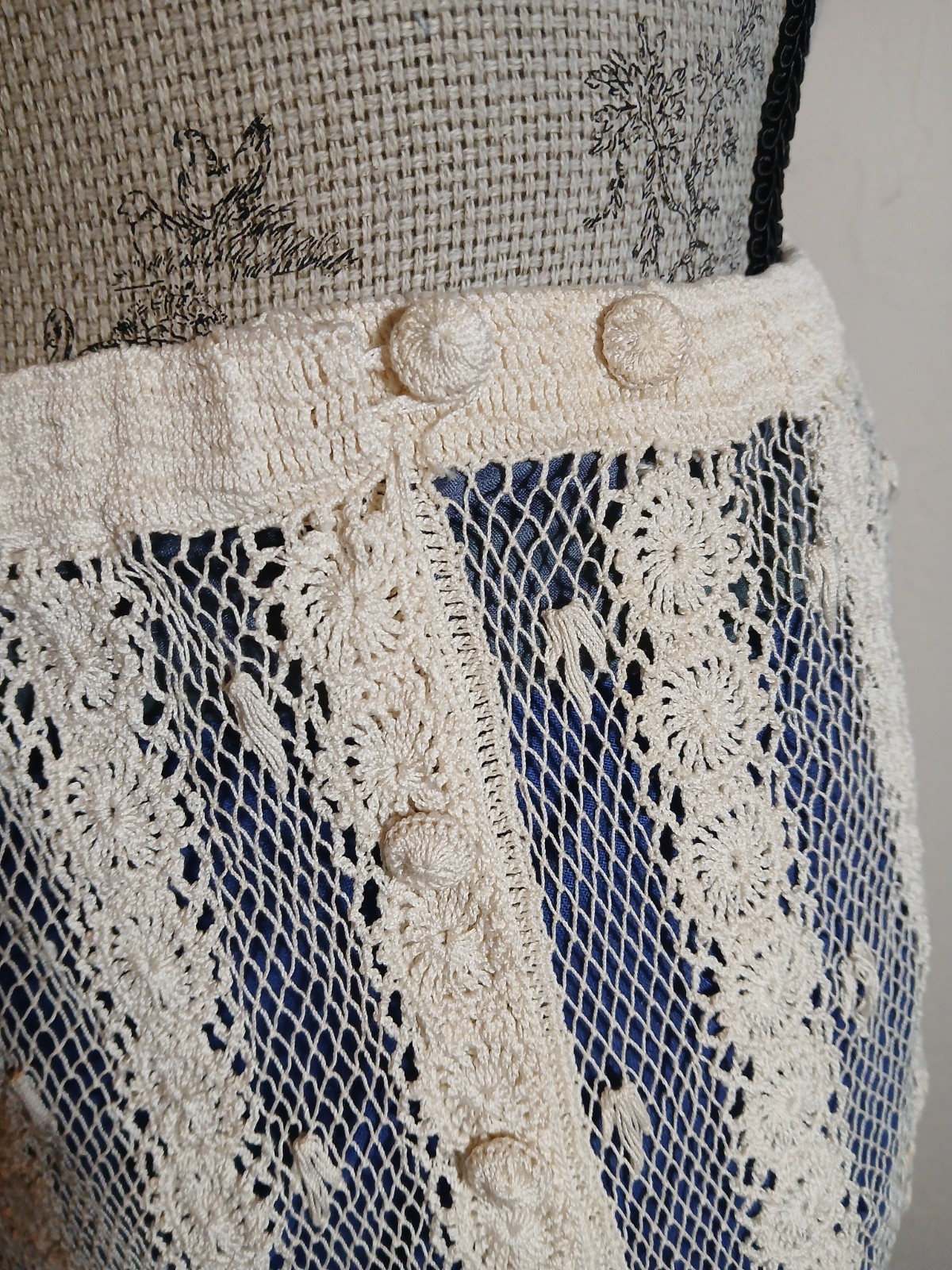 Vintage Hand Crochet Ivory Cotton Lace Skirt
