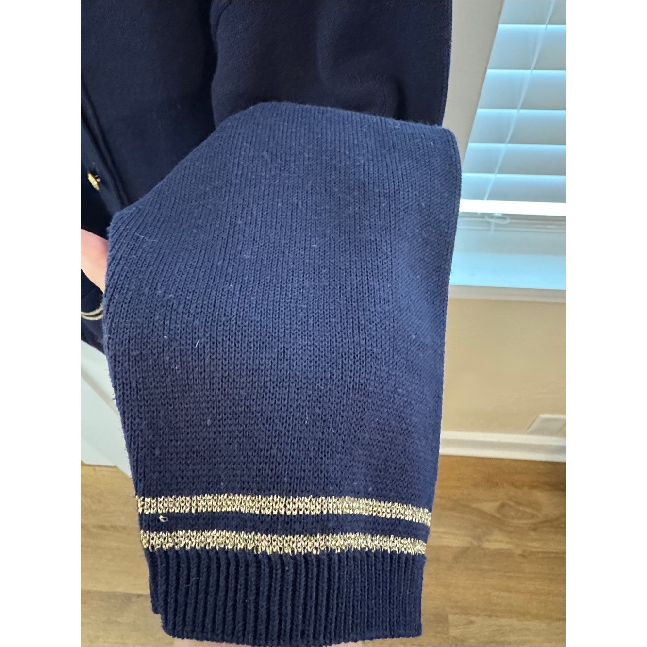 Vintage Bay Point Thread Navy Nautical Cardigan Gold Buttons Stars XL USA