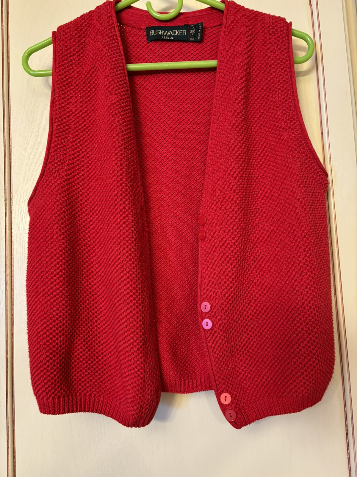 Vintage BUSHWACKER Original Red Grandpa Style Sweater Vest Medium