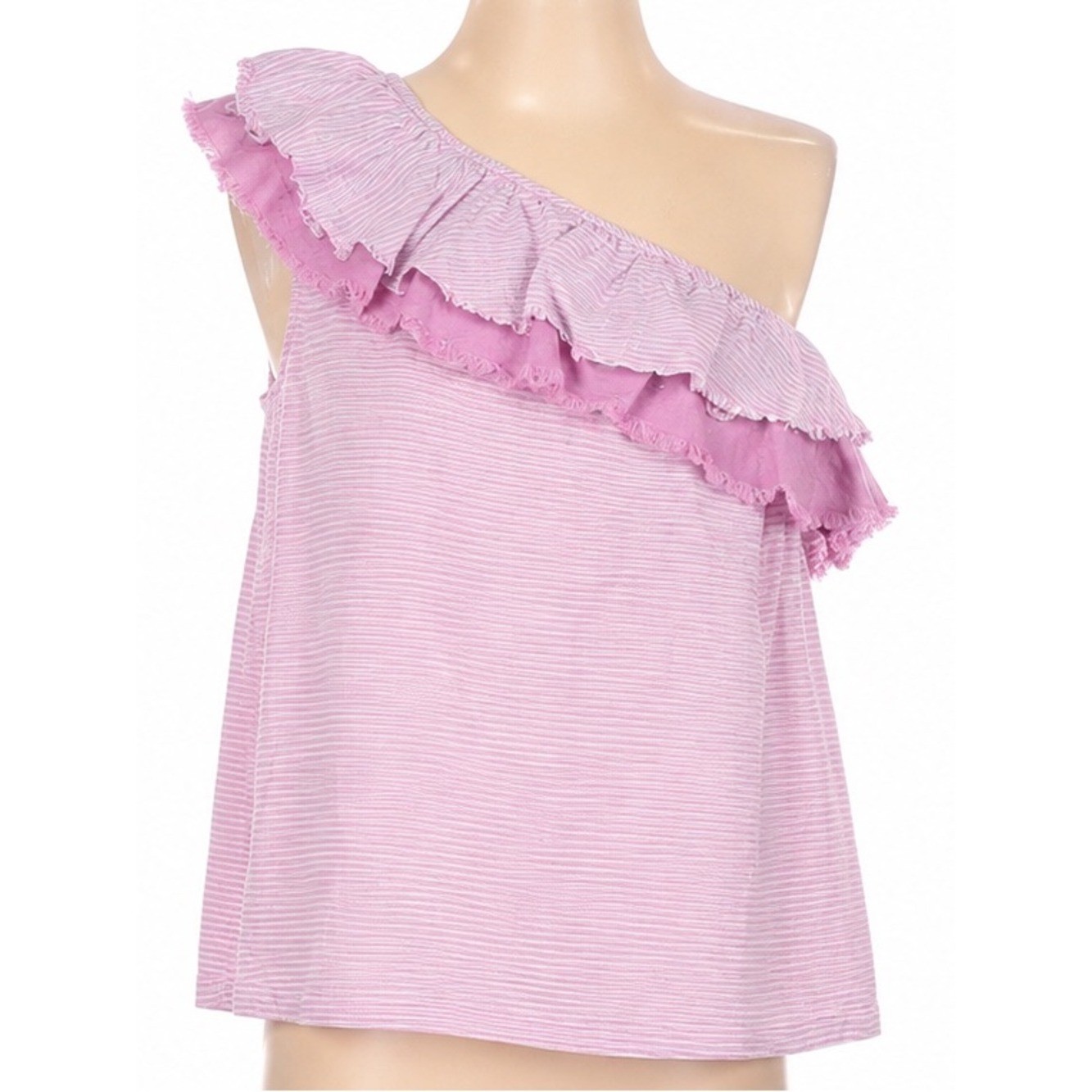 Anthropologie Holding Horses Linen One Shoulder Ruffle Top Boho Cottage NWT S