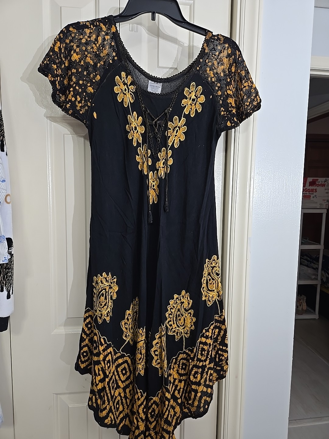 Beautiful Royal Moda Dress Embroidered Boho Size M/L SEE MEASUREMENTS VTG