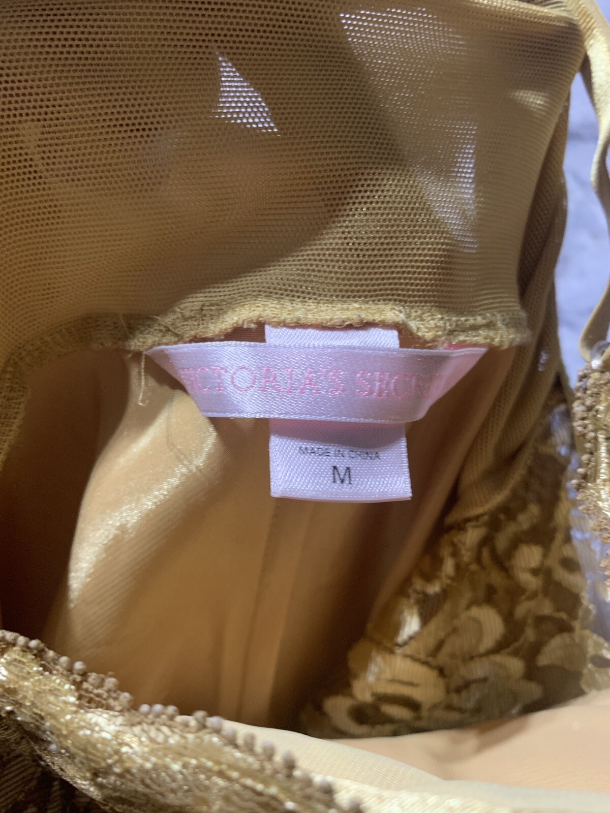 Vintage Victoria’s Secret gold Medium lingerie dress #68