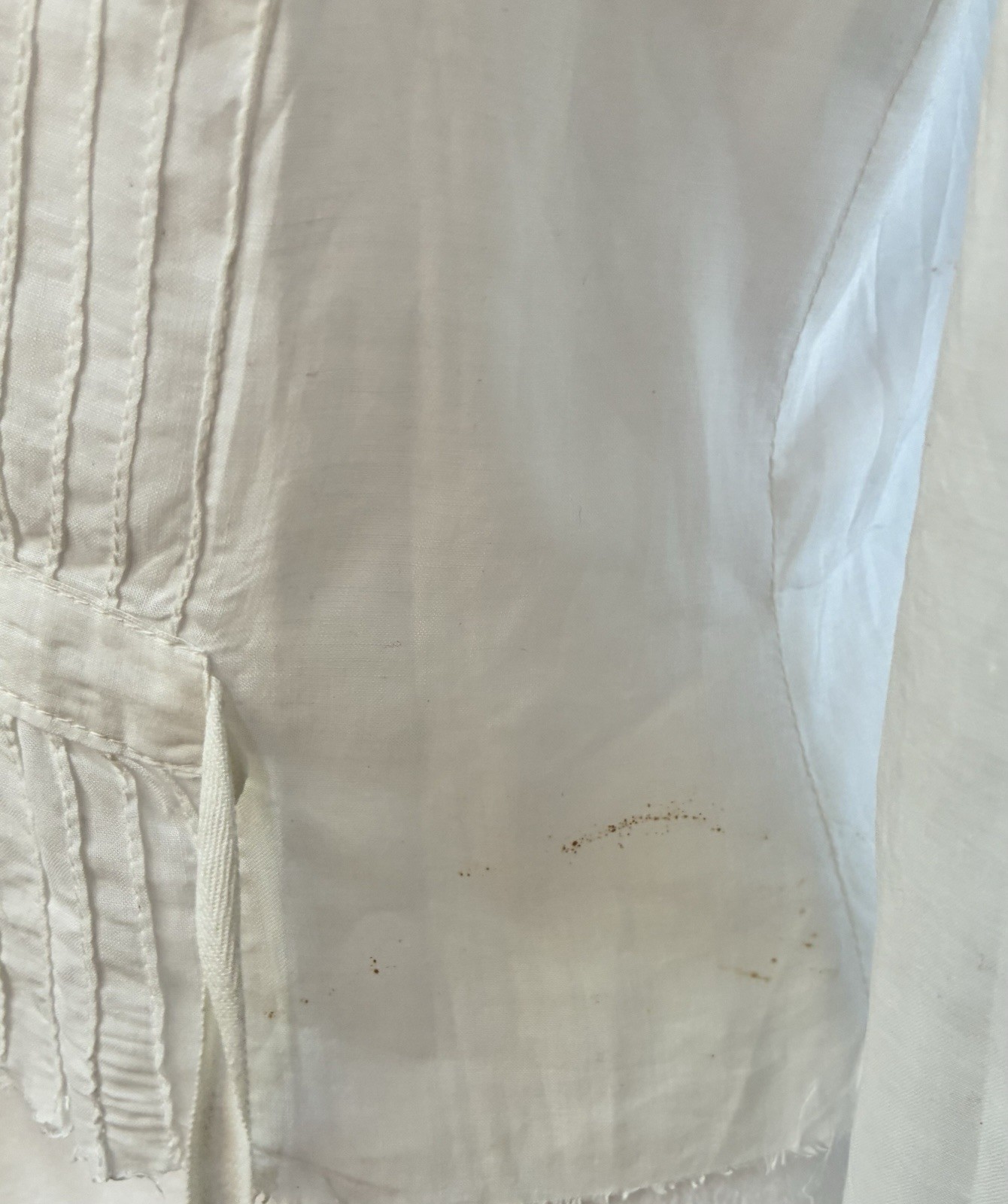 Vintage Handmade 40s White Pintuck Lace Button Up Blouse Top Size M